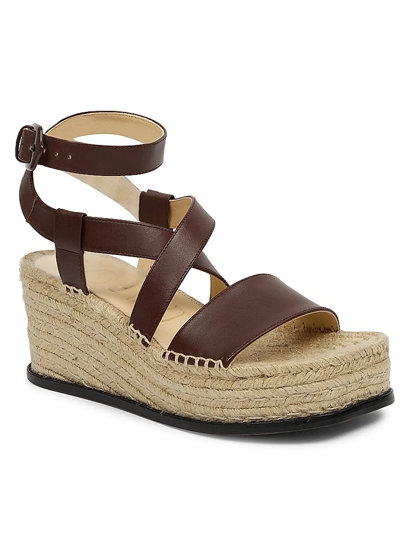 LOEWE x Paula's Ibiza Petal Leather Espadrille Wedge Sandals