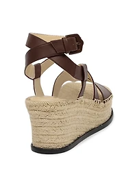 LOEWE x Paula's Ibiza Petal Leather Espadrille Wedge Sandals