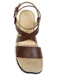 LOEWE x Paula's Ibiza Petal Leather Espadrille Wedge Sandals
