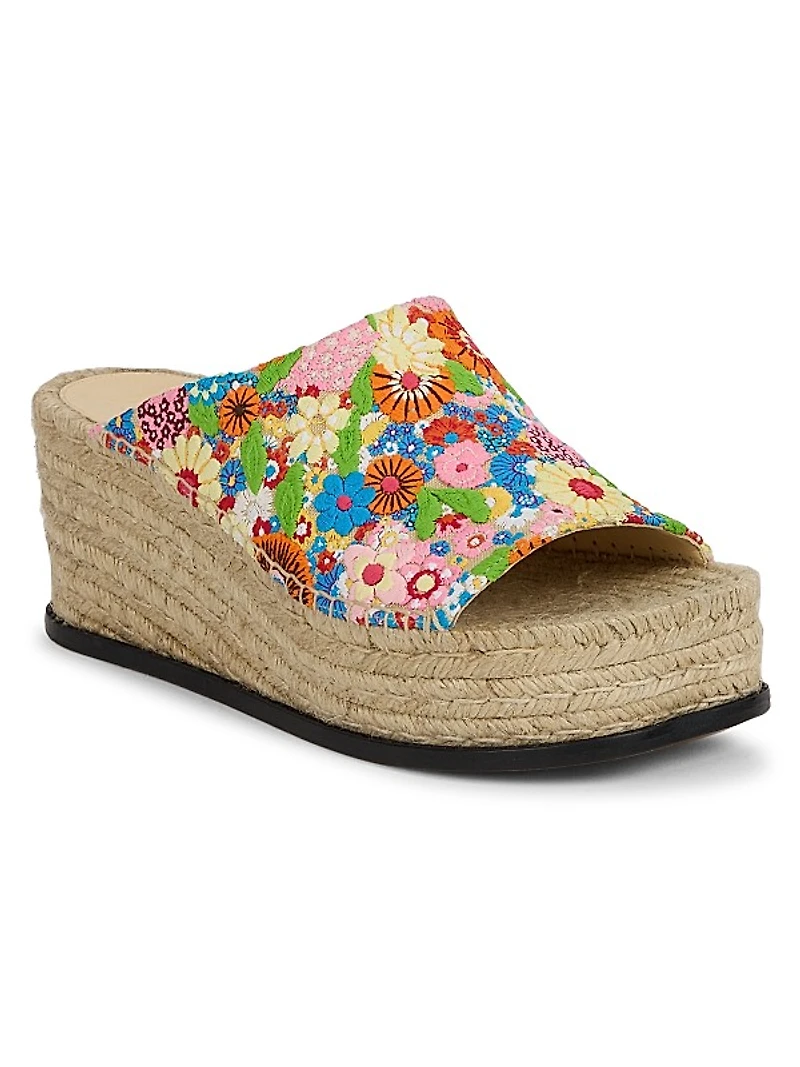 LOEWE x Paula's Ibiza Floral-Embroidered Canvas Espadrille Sandals