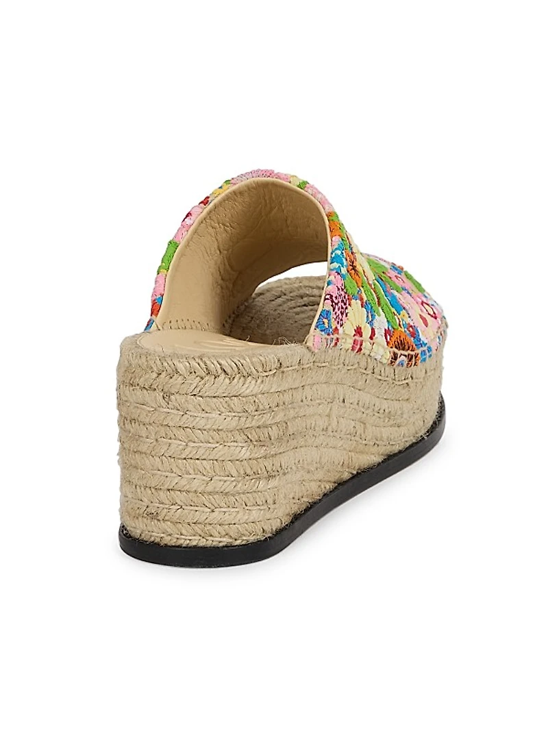 LOEWE x Paula's Ibiza Floral-Embroidered Canvas Espadrille Sandals