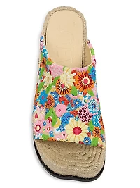 LOEWE x Paula's Ibiza Floral-Embroidered Canvas Espadrille Sandals