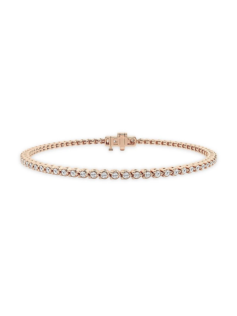 14K Rose Gold & Round Lab-Grown Diamond -Prong Tennis Bracelet/1.00-10.00 TCW