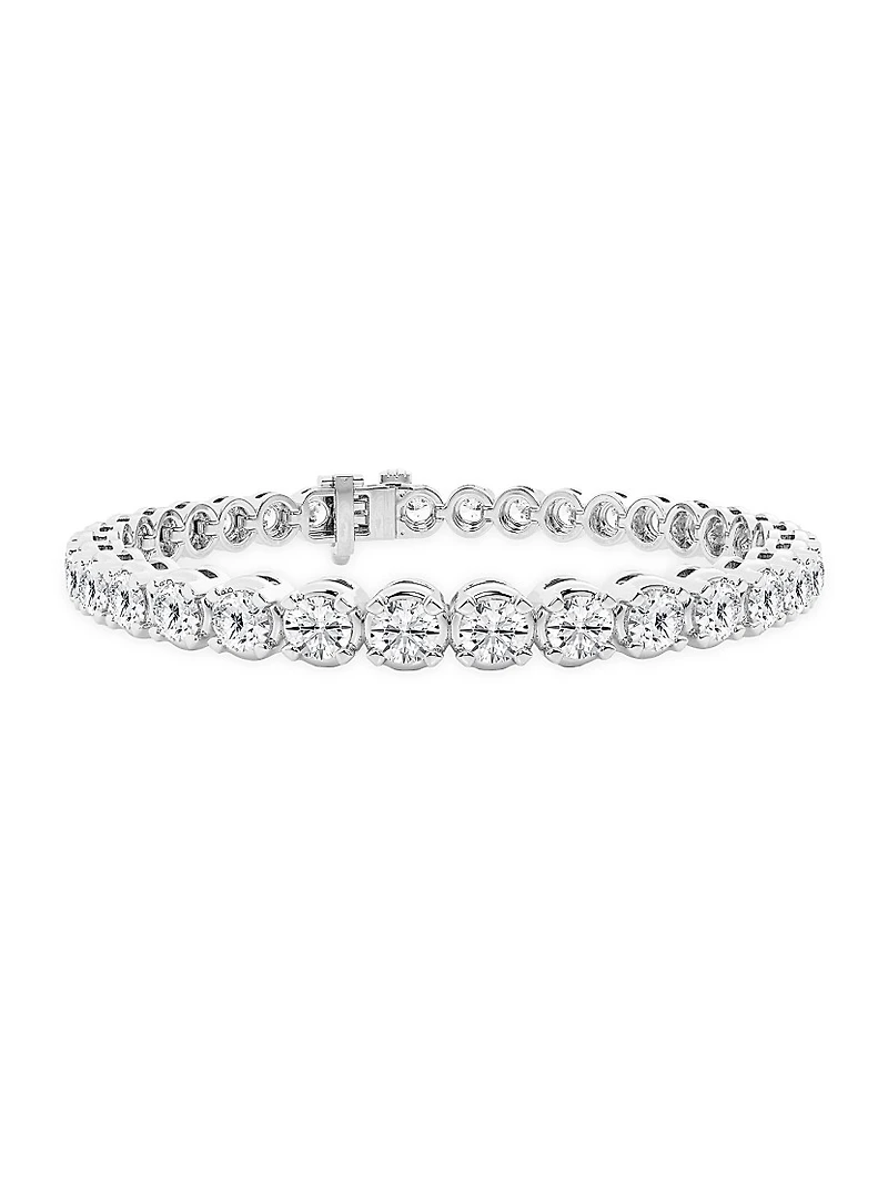 14K White Gold & Round Lab-Grown Diamond 4-Prong Tennis Bracelet/2.00-15.00 TCW