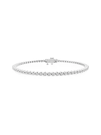 Platinum & Round Lab-Grown Diamond -Prong Tennis Bracelet/1.00-10.00 TCW