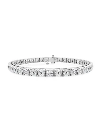 Platinum & Round Lab-Grown Diamond 4-Prong Tennis Bracelet/5.00-20.00 TCW