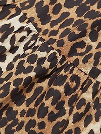 Leopard Poplin Peplum Blouse