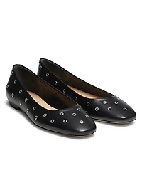Grommet Leather Ballet Flats