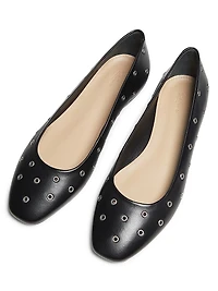 Grommet Leather Ballet Flats