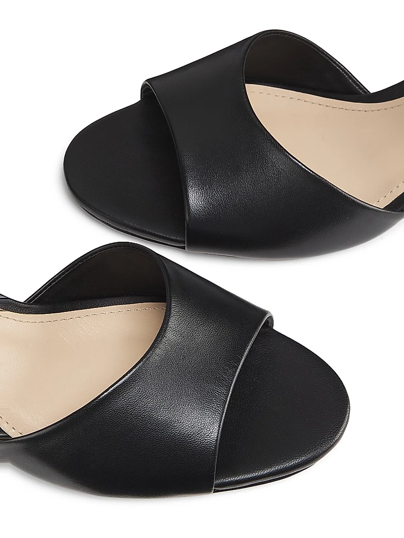 Buckled Leather Block Heel Sandals