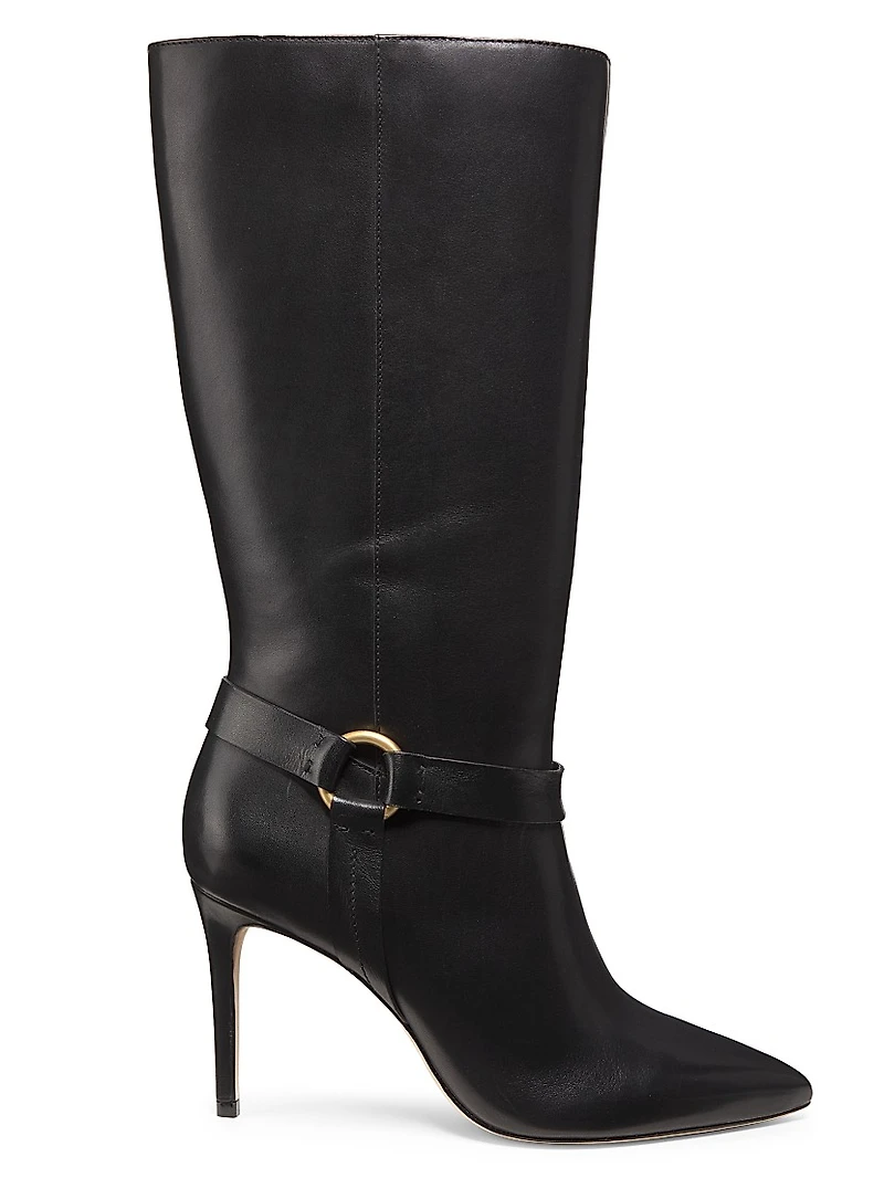 90MM Ring-Detailed Stiletto Leather Boots