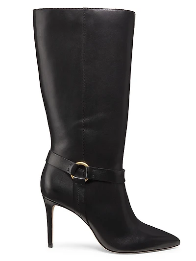 90MM Ring-Detailed Stiletto Leather Boots