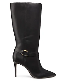 90MM Ring-Detailed Stiletto Leather Boots