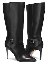 90MM Ring-Detailed Stiletto Leather Boots