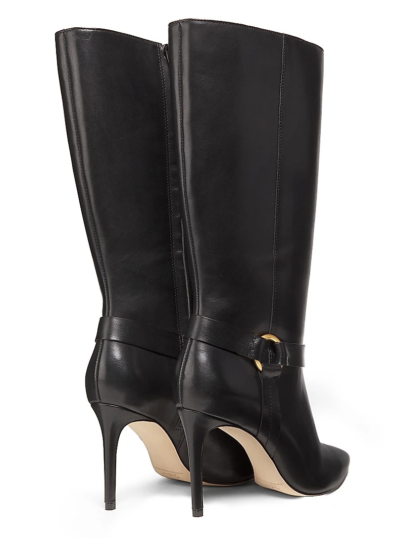 90MM Ring-Detailed Stiletto Leather Boots