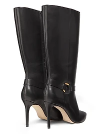 90MM Ring-Detailed Stiletto Leather Boots