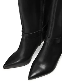 90MM Ring-Detailed Stiletto Leather Boots