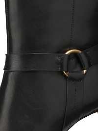 90MM Ring-Detailed Stiletto Leather Boots