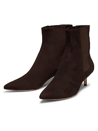 Suede Kitten-Heel Booties