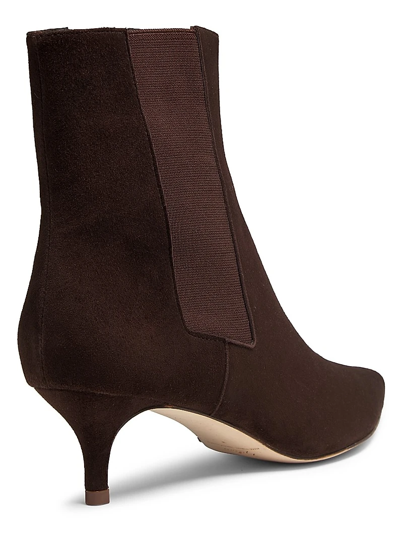 Suede Kitten-Heel Booties