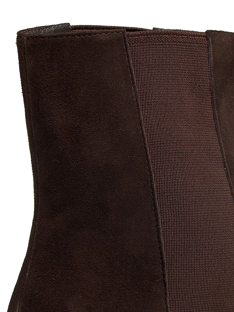 Suede Kitten-Heel Booties