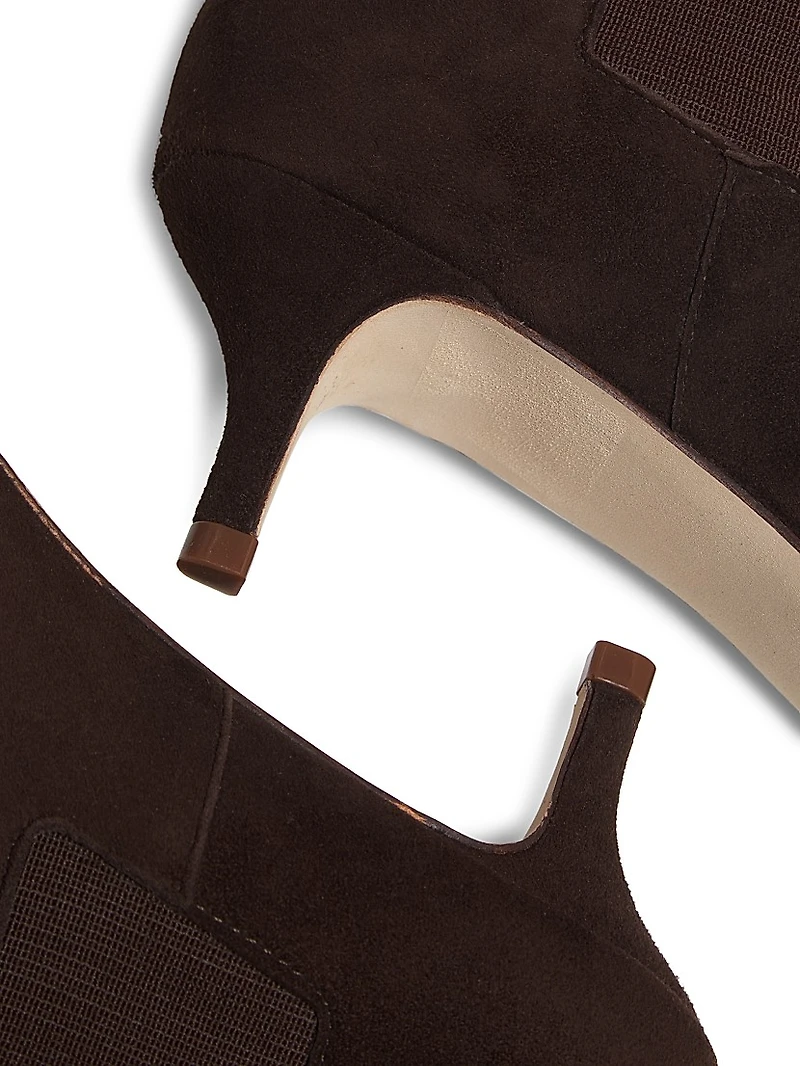 Suede Kitten-Heel Booties