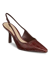 75MM Croc-Embossed Leather Slingback Pumps