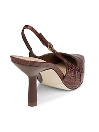 75MM Croc-Embossed Leather Slingback Pumps