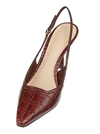 75MM Croc-Embossed Leather Slingback Pumps