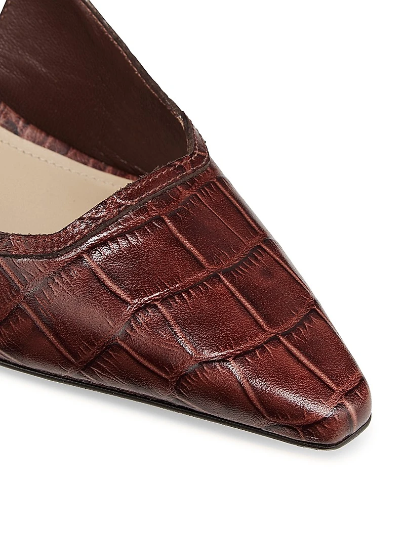 75MM Croc-Embossed Leather Slingback Pumps