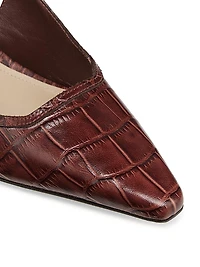 75MM Croc-Embossed Leather Slingback Pumps
