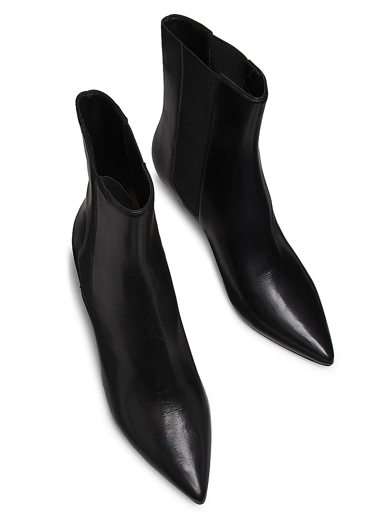 50MM Leather Kitten-Heel Booties