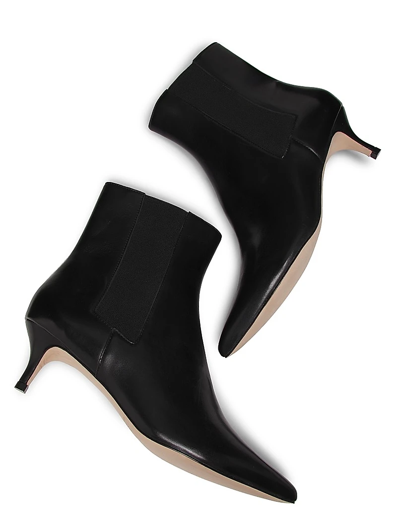 50MM Leather Kitten-Heel Booties