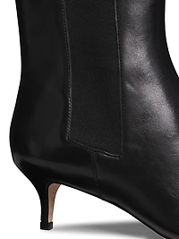 50MM Leather Kitten-Heel Booties