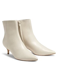 Metallic Leather Kitten-Heel Booties