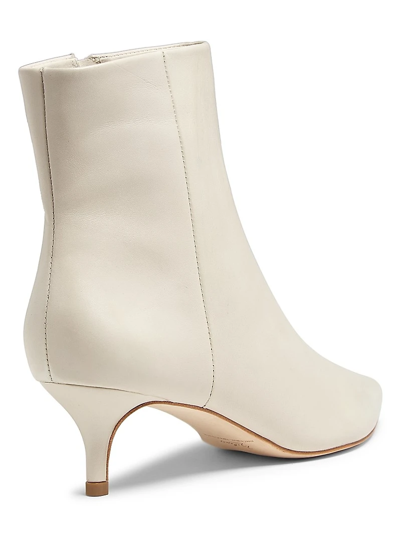 Metallic Leather Kitten-Heel Booties