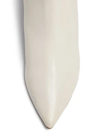 Metallic Leather Kitten-Heel Booties