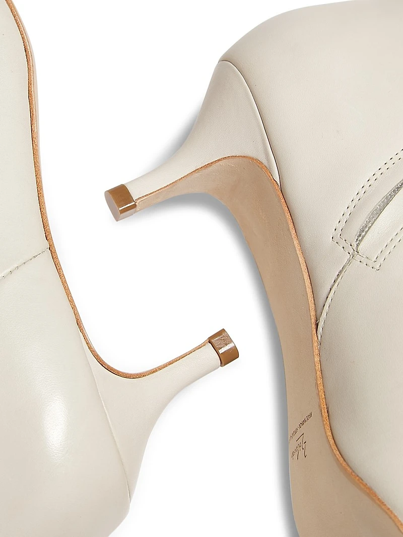 Metallic Leather Kitten-Heel Booties