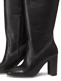 90MM Contrast-Stitch Leather Boots