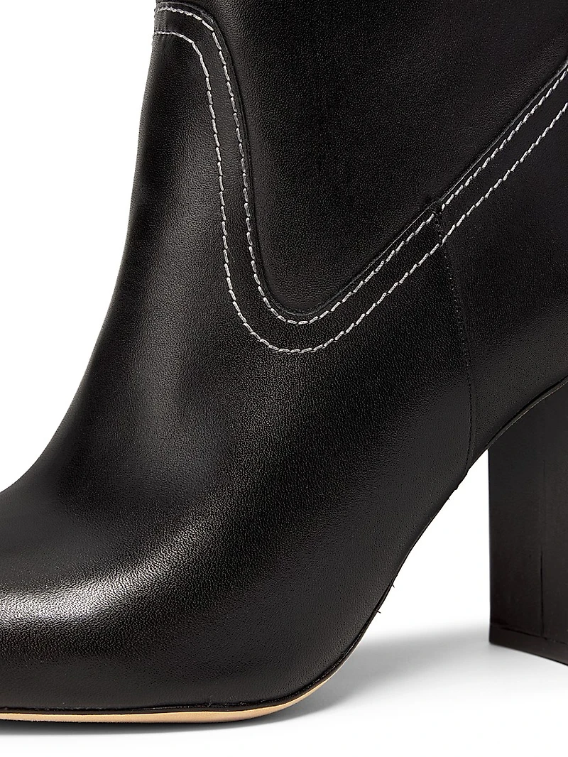 90MM Contrast-Stitch Leather Boots