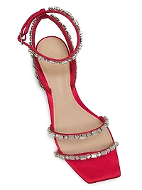 Gem-Embellished Kitten-Heel Sandals