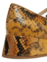 Lucy 40MM Embossed Leather T-Strap Pumps
