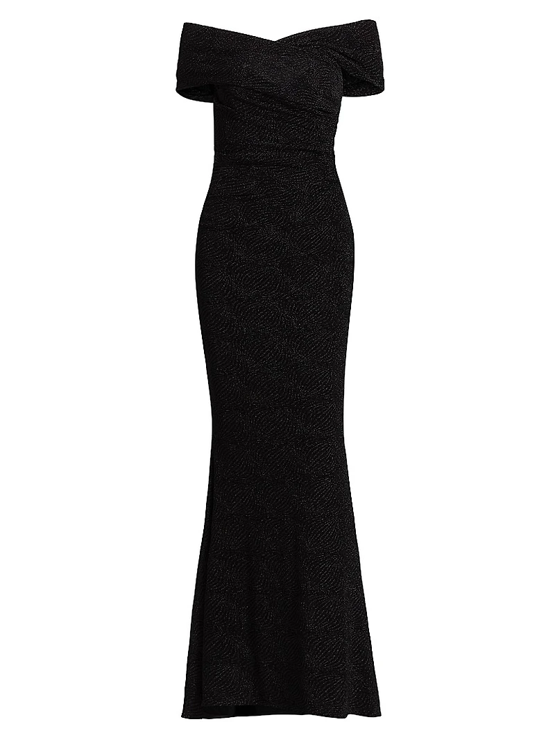 Off-The-Shoulder Metallic Gown