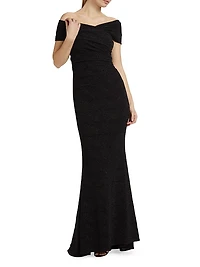 Off-The-Shoulder Metallic Gown