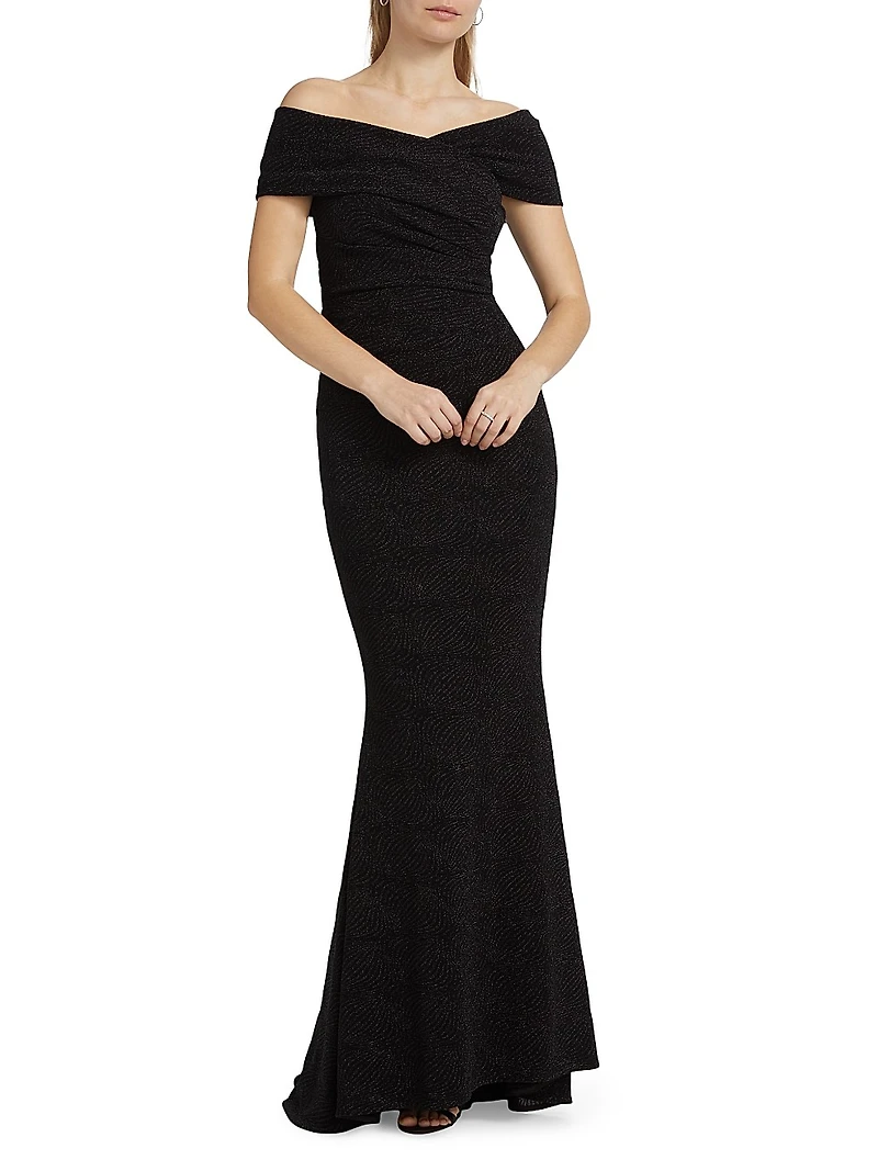 Off-The-Shoulder Metallic Gown