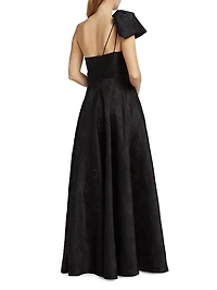 Anemone Jacquard One-Shoulder Gown