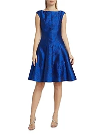 Anemone Jacquard Boatneck Cocktail Dress