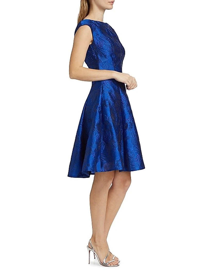 Anemone Jacquard Boatneck Cocktail Dress