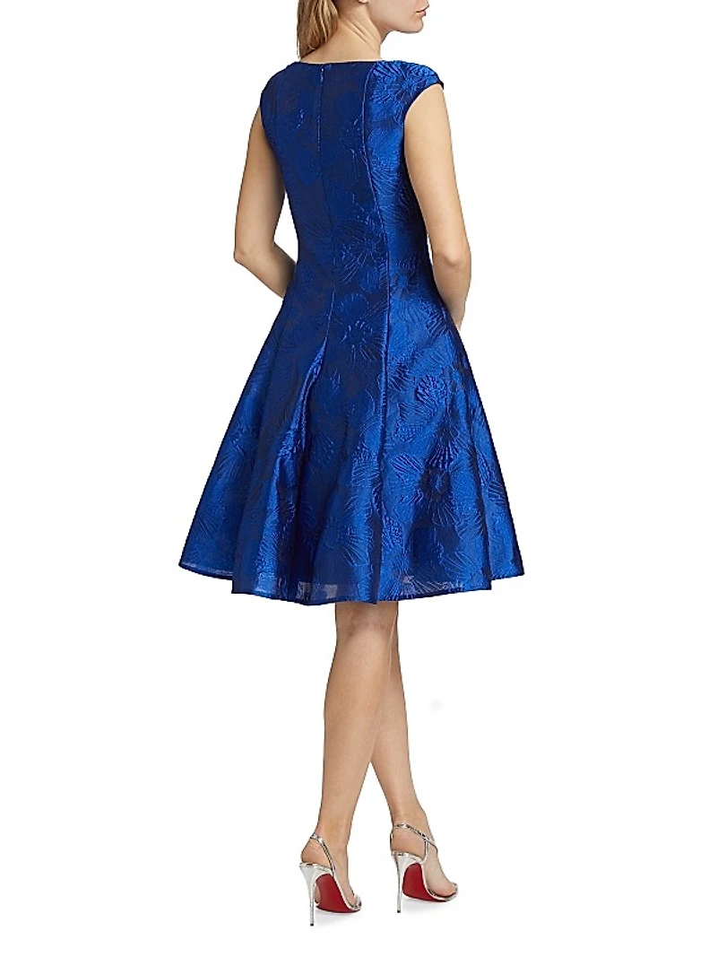 Anemone Jacquard Boatneck Cocktail Dress