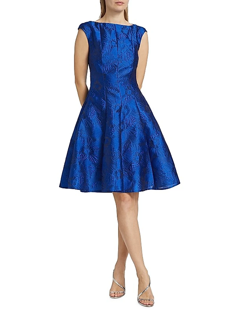 Anemone Jacquard Boatneck Cocktail Dress